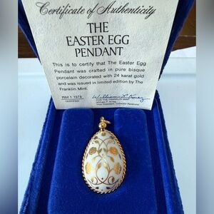 Franklin Mint 24K Gold and White Egg Pendant